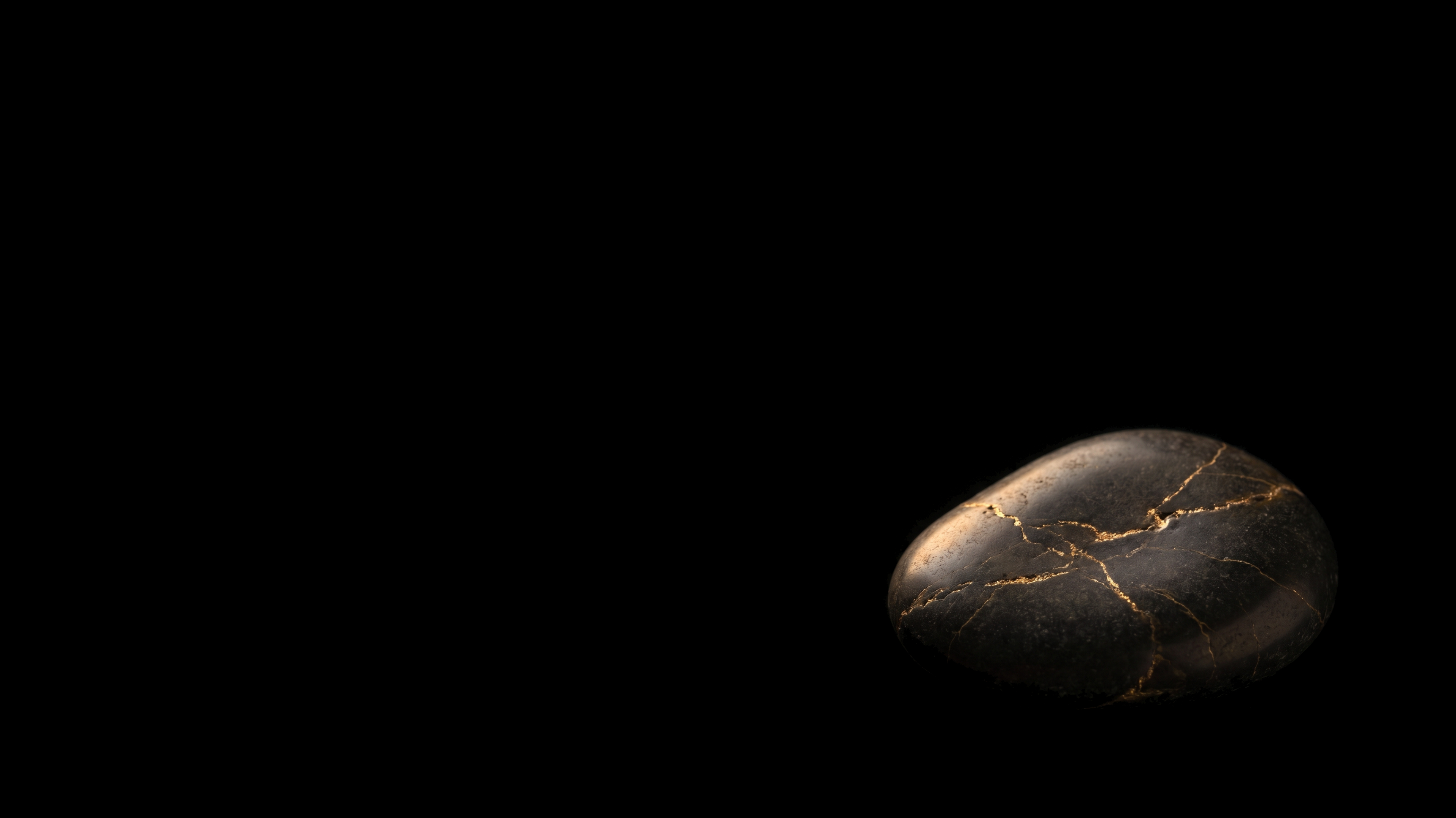 Smooth Stone With Gold Veins 2